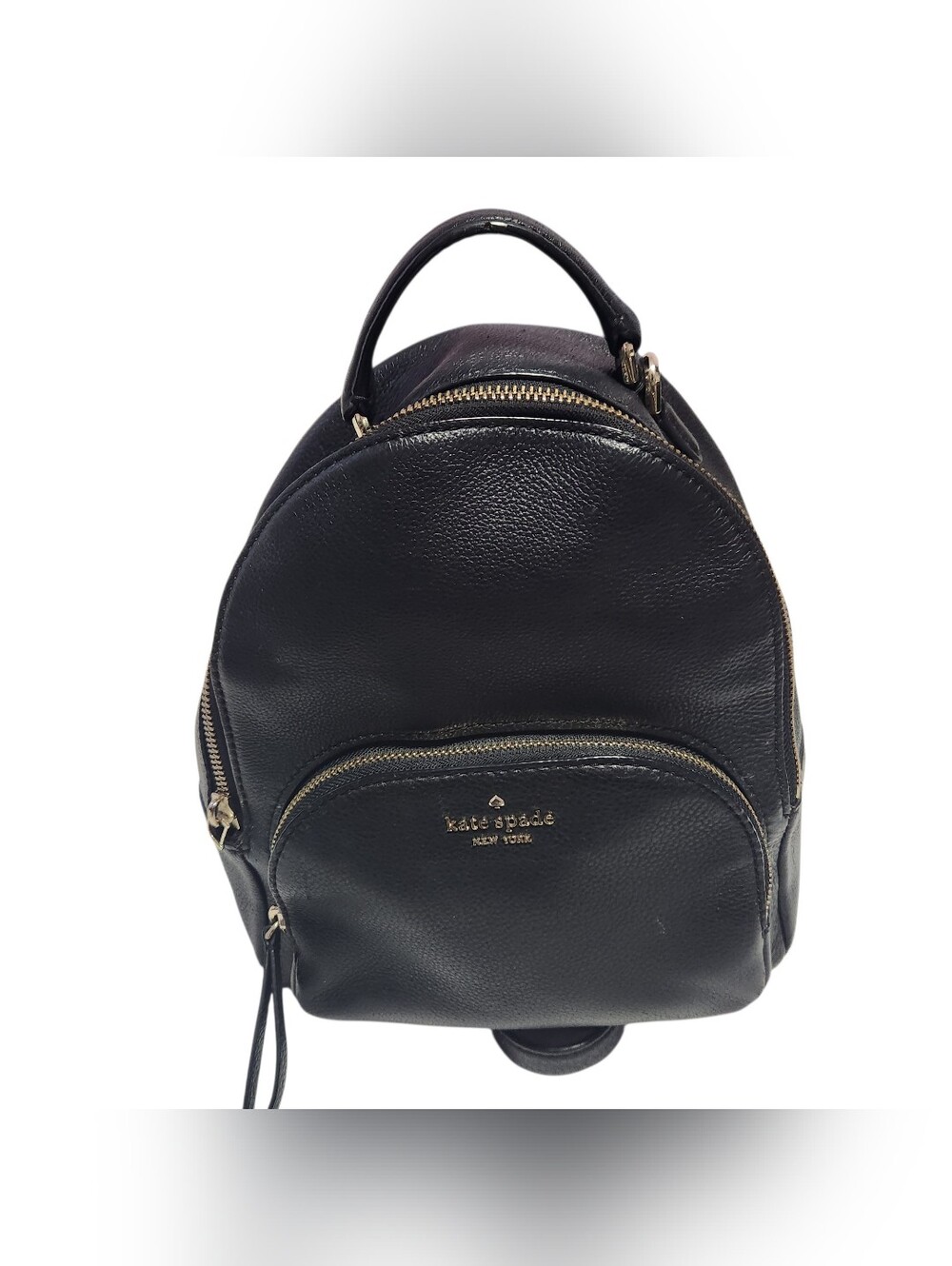 kate spade Black Pebbled Leather Mini Backpack with Gold Hardware